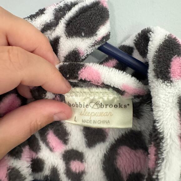 Bobbie Brooks Sleepwear Pink Cheetah Print Robe Size Large Short Length - Picture 5 of 8